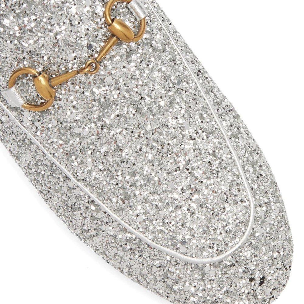 🎄Gucci🎄Glitter Silver Princetown Loafer - Picture 4 of 12
